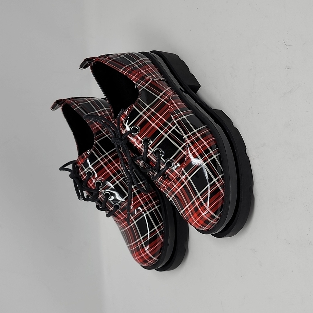 Jessica Simpson Sayze Lug Se Oxfords W2K Retro Plaid Platform Women's Size 5.5